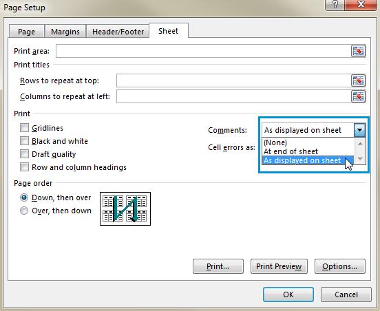 Hướng dẫn in nội dung comments trong Microsoft Excel