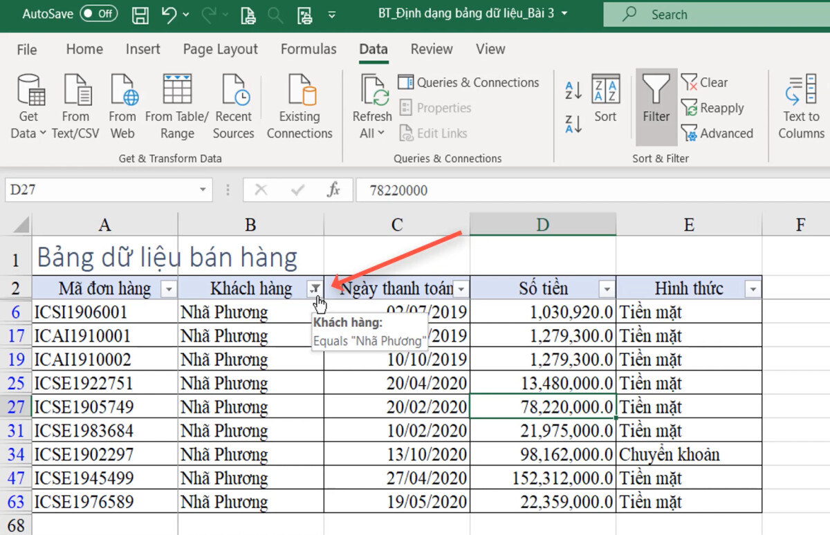 Cách Lọc Dữ Liệu Trong Excel Phần 1 4175
