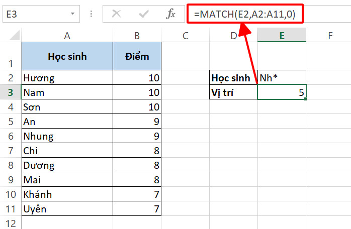 [Tự học tin học văn phòng] Cách dùng hàm MATCH