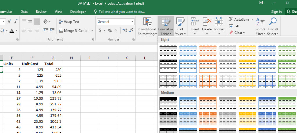 Types Of Tables In Excel