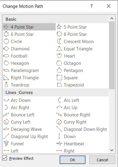 Hiệu ứng Powerpoint dạng di chuyển: Custom Path và các Path khác