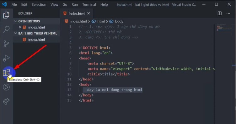 Cách tạo File HTML và chạy HTML trong Visual Studio Code