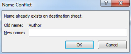 The name already exists excel что это