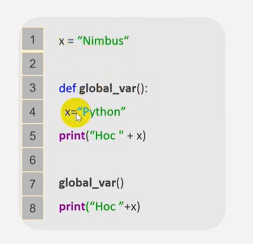 Sự khác nhau của 2 loại biến trong Python Global và Local Variables