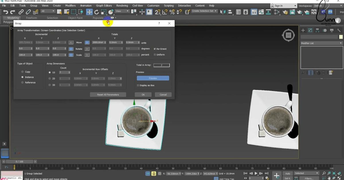 Hướng Dẫn Thao Tác Lệnh Array trong 3ds Max Cực Đơn Giản