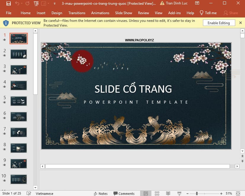 Tải 40 mẫu slide và hình nền Powerpoint cổ trang Trung Quốc