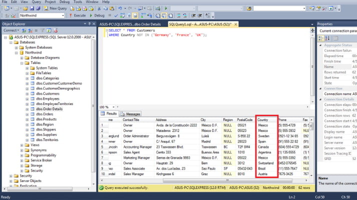Cách dùng toán tử IN và NOT IN trong SQL, kèm ví dụ thực tế