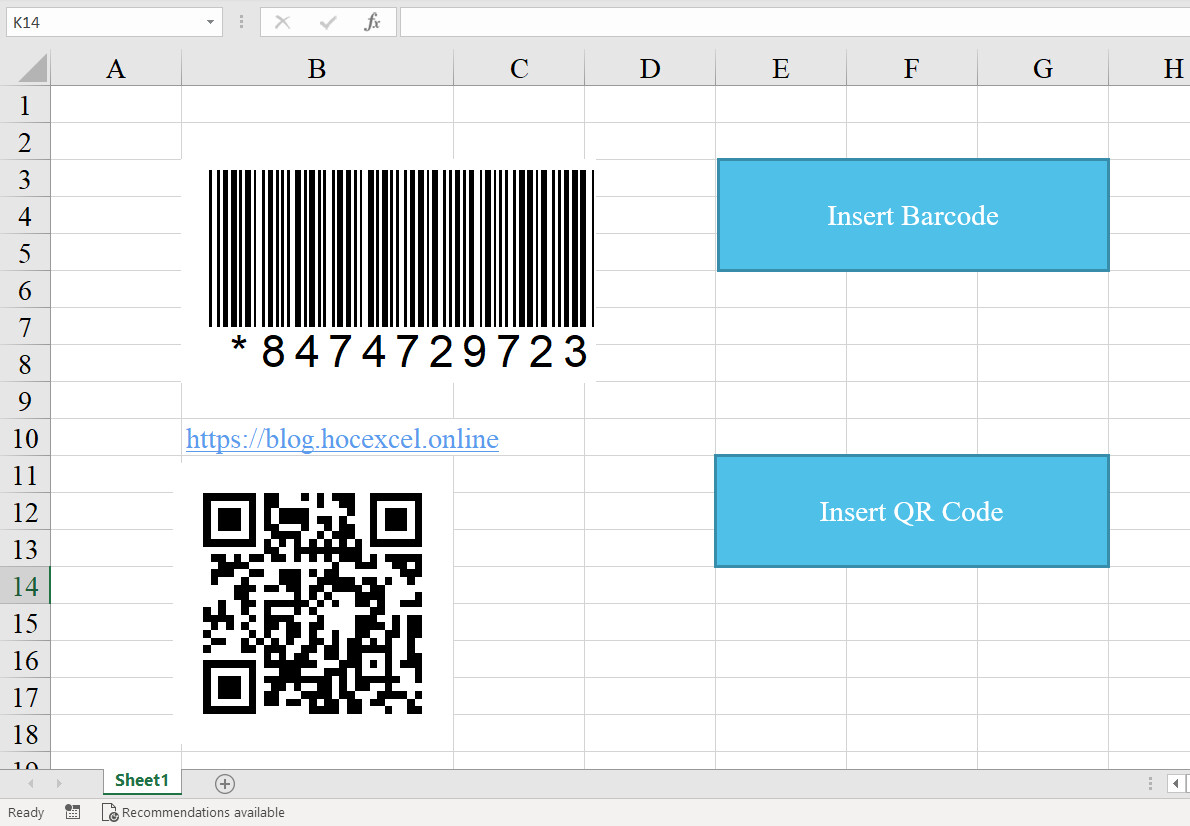 Hướng dẫn tạo QR Code hoặc Barcode trong Excel