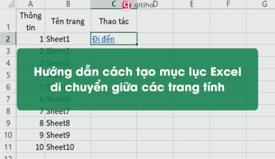 Hướng dẫn cách tạo mục lục trong Excel di chuyển giữa các trang tính