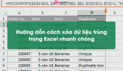 Hướng dẫn cách xóa dữ liệu trùng trong Excel nhanh chóng