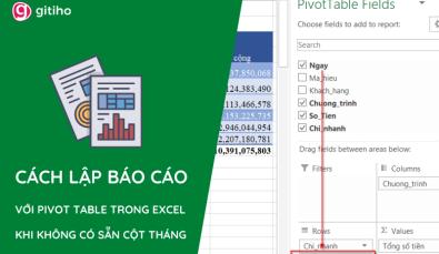 Cách lập báo cáo bằng Pivot Table trong Excel khi không có cột tháng