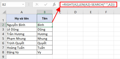 Hướng dẫn 4 cách tách tên trong Excel để tách riêng họ, tên và tên đệm