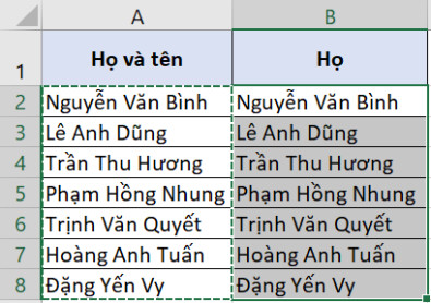 Hướng dẫn 4 cách tách tên trong Excel để tách riêng họ, tên và tên đệm