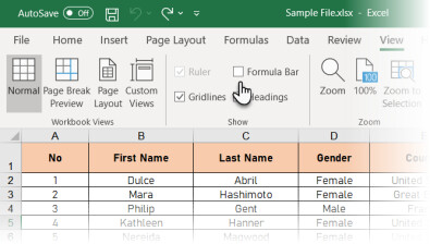 Ẩn và hiển thị các cột trong Excel