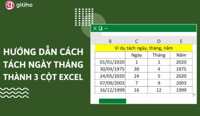 Cách tách ngày tháng năm trong Excel thành 3 cột khác nhau cực nhanh