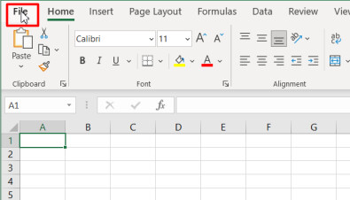 Bấm vào thẻ File
