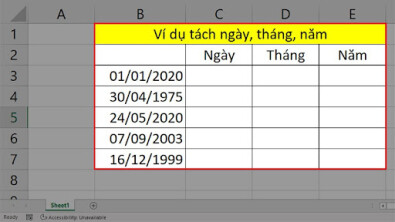 Cách tách ngày tháng trong Excel thành các cột khác nhau cực nhanh