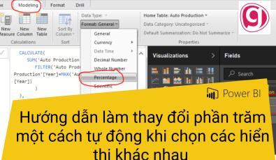 Hướng dẫn tư động thay đổi phần trăm khi chọn các hiển thị khác nhau trong Power BI