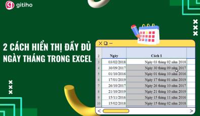 2 cách làm hiển thị đầy đủ dữ liệu ngày tháng trong Excel
