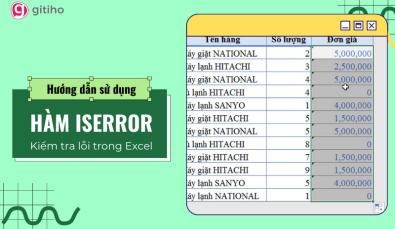 Hướng dẫn sử dụng hàm ISERROR để kiểm tra lỗi trong Excel