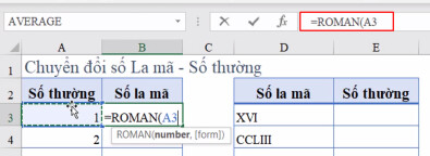 Cách chuyển số thường sang số La Mã trong Excel và ngược lại