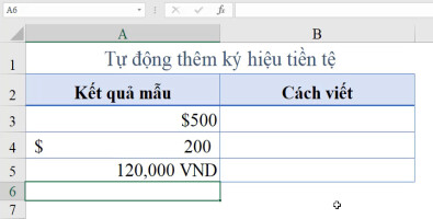 Hướng dẫn cách thêm ký hiệu tiền tệ tự động vào Excel