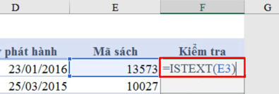 Cách dùng hàm ISTEXT trong Excel để kiểm tra dữ liệu kiểu văn bản