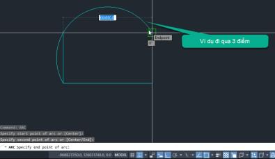 Lệnh ARC trong Autocad - lệnh vẽ cung tròn trong CAD