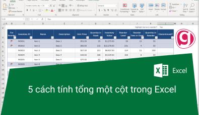Cách tính tổng cột trong Excel chính xác và hiệu quả