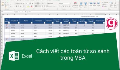 Hướng dẫn cách viết các toán tử so sánh trong VBA