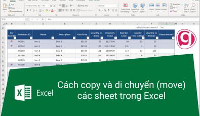 Cách copy và thay đổi vị trí các sheet trong Excel