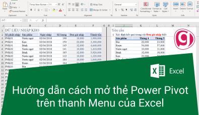 Hướng dẫn cách mở thẻ Power Pivot trên thanh Menu của Excel