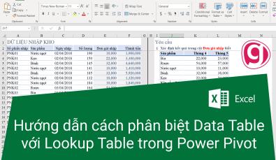 Hướng dẫn cách phân biệt Data Table với Lookup Table trong Power Pivot