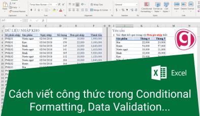 Cách viết công thức Excel trong Conditional Formatting và Data Validation