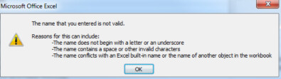 The name already exists excel что это