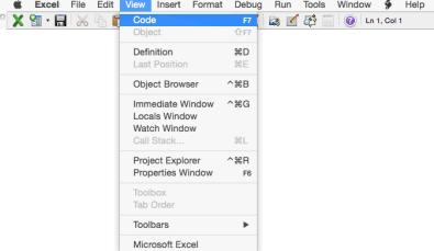 Hướng dẫn cách sử dụng cửa sổ Code trên Excel máy tính Macbook