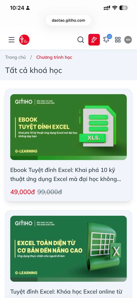 Học trên điện thoại – ứng dụng Gitiho