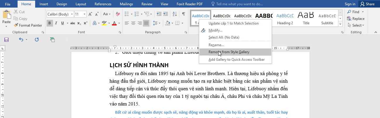 Gỡ bỏ Styles trong Word