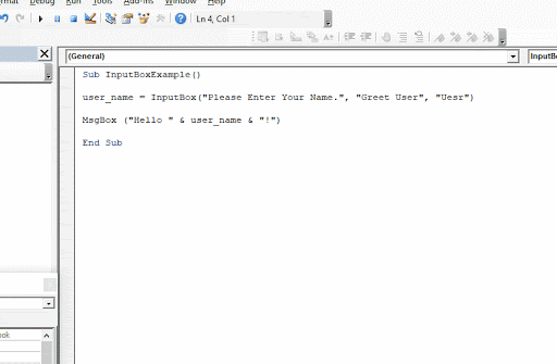 Làm thế nào để sử dụng hàm InputBox trong VBA Excel?