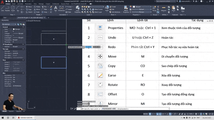19 lệnh Modifying Commands hiệu chỉnh đối tượng hình học AutoCAD (Phần 1)