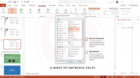 Hiệu ứng xuất hiện tạo xu hướng di chuyển cho đối tượng trong Powerpoint