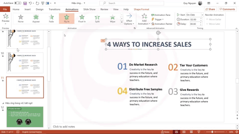 Hiệu ứng xuất hiện tạo xu hướng di chuyển cho đối tượng trong Powerpoint