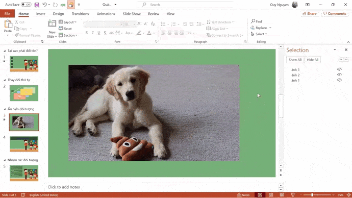 Cách dùng Selection Pane quản lý đối tượng trong Powerpoint