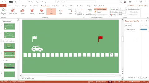 Cách chỉnh Smooth & Bounce để hiệu ứng Powerpoint di chuyển mượt mà
