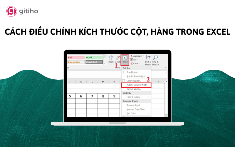 Bước nào cần thực hiện để chọn cột muốn thay đổi kích thước trong Excel 2010?
