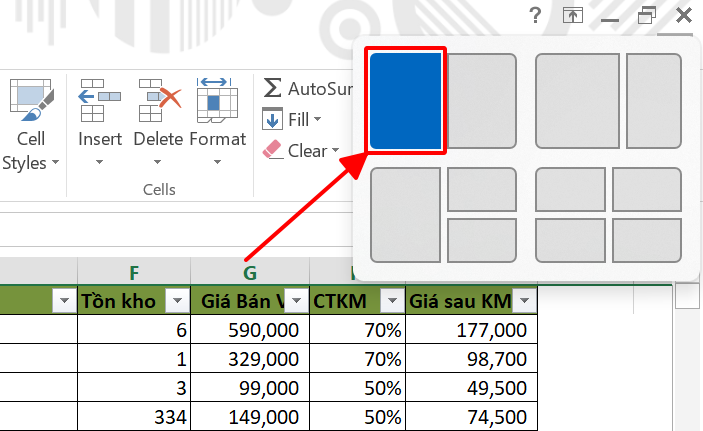 Cách chia đôi màn hình trực tiếp trong Excel 1