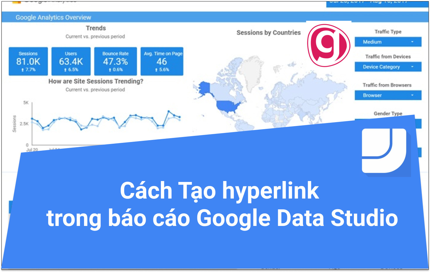 Cách tạo liên kết hyperlink trong báo cáo Google Data Studio