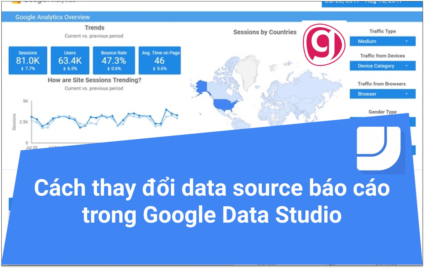 Cách thay đổi data source trong báo cáo Google data studio