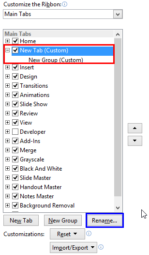 Thêm và đổi tên tab Ribbon trong PowerPoint