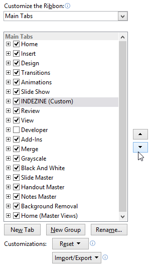 Sắp xếp thứ tự và loại bỏ các tab trên Ribbon